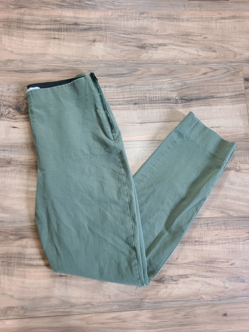 Everlane Olive Green Slim Ankle Women's Workwear Pants Size 2 Stretch Side Zip